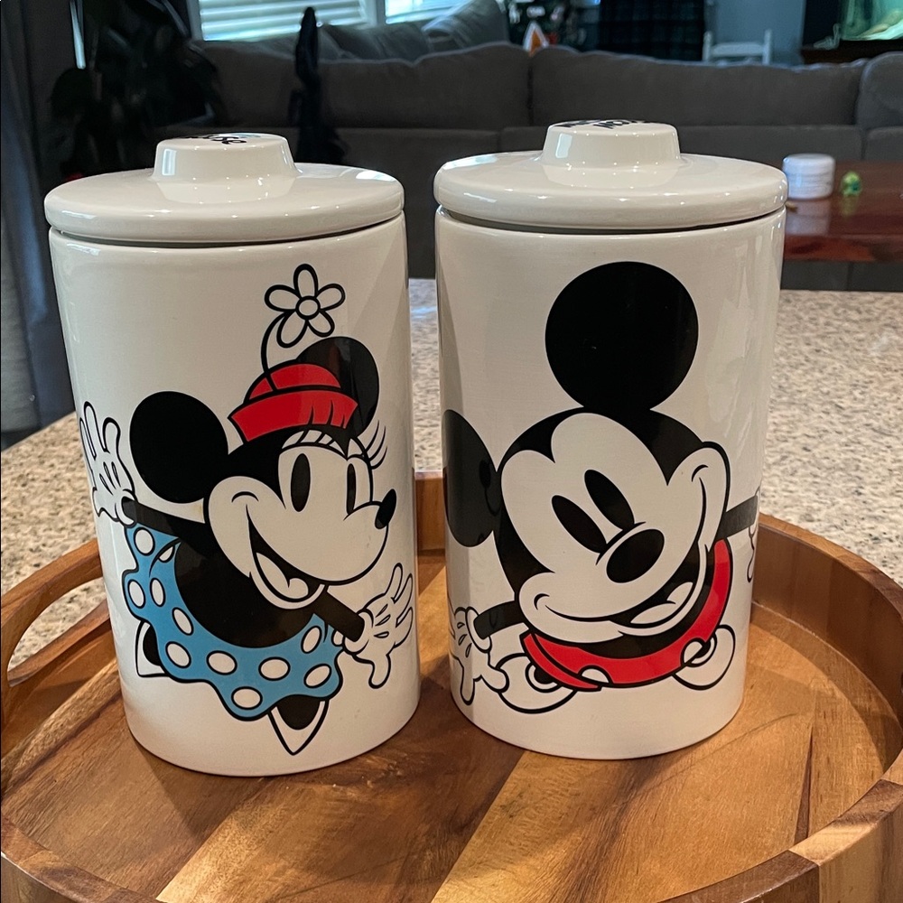 Disney Mickey and Minnie Mouse Canister Set - Black, White, Red, and Blue